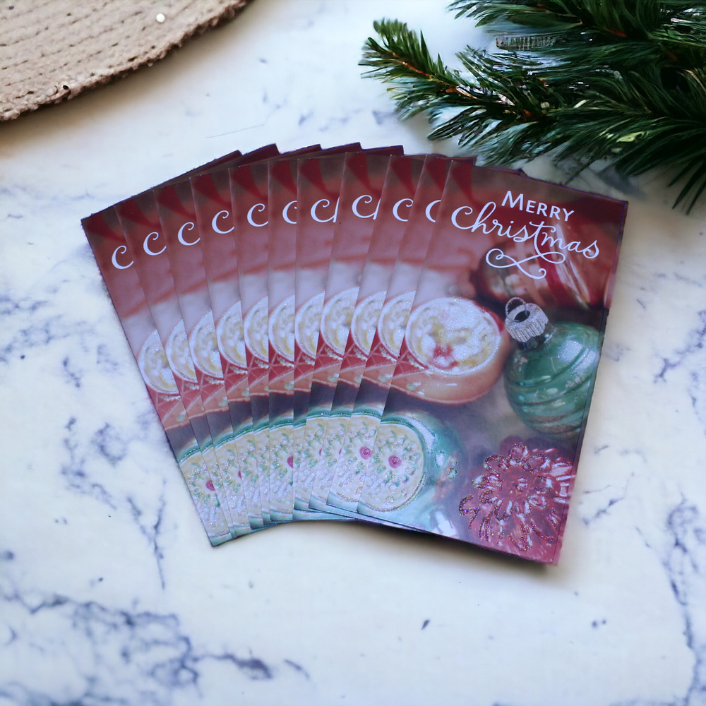 Hallmark Image Arts Merry Christmas Cards Glitter Ornaments Pack of 11